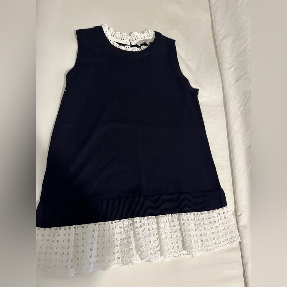 NWT Navy Knit & Eyelit Tank Ann Taylor Loft